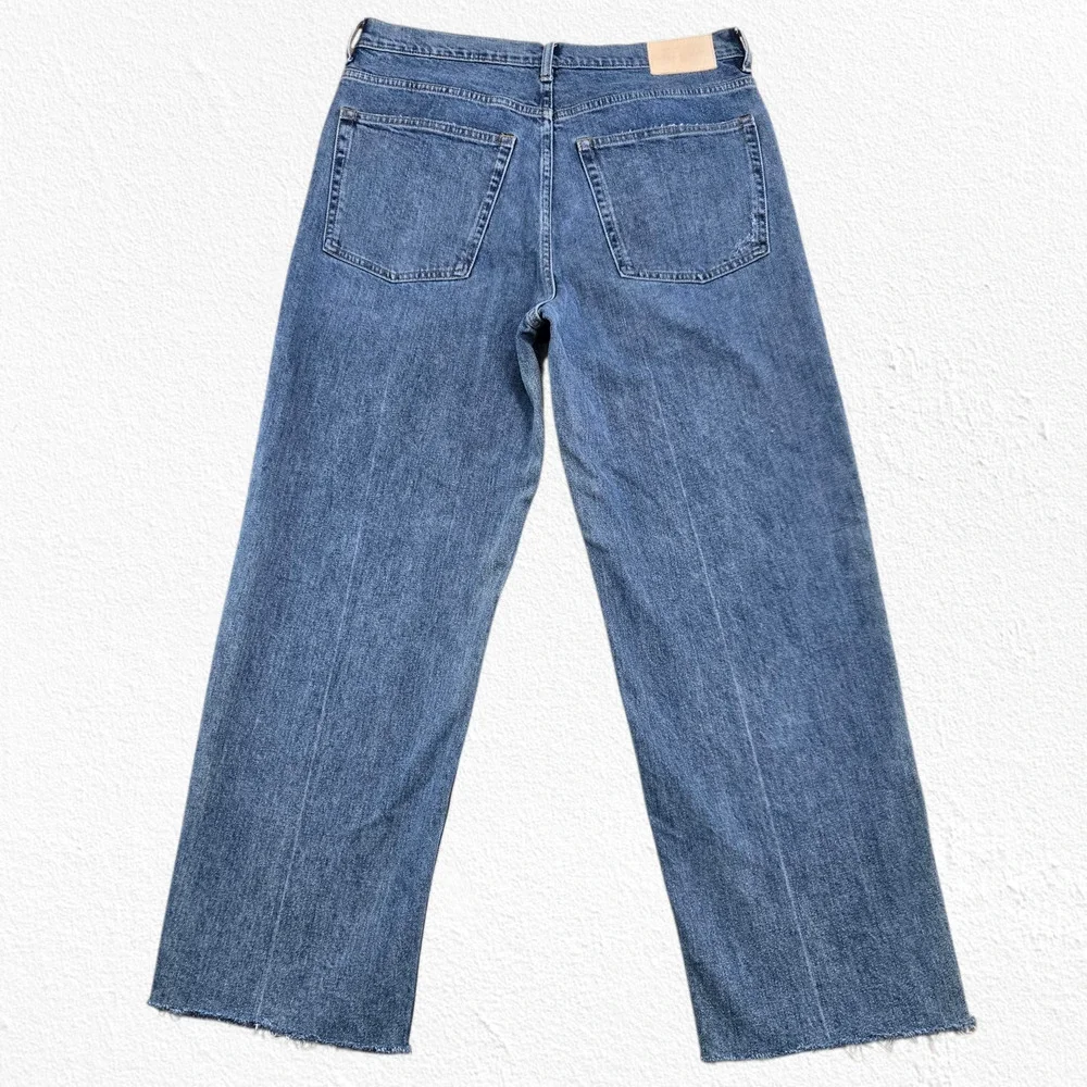 Everlane Light Wash High Rise Straight Crop Organic Cotton Raw Hem Jeans Size 31